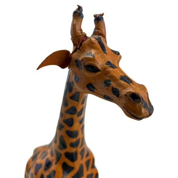 Vintage Handmade Leather Wrapped African Giraffe - Picture 3 of 9